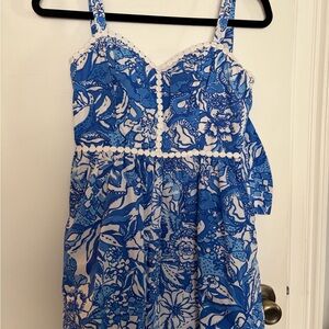 Lilly Pulitzer Blue and Hot Pink Label Detail Dress